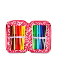 SJGANG CAT&AIR Astuccio a 3 zip con kit scuola CANDY FUXIA - Astucci e Accessori - 3