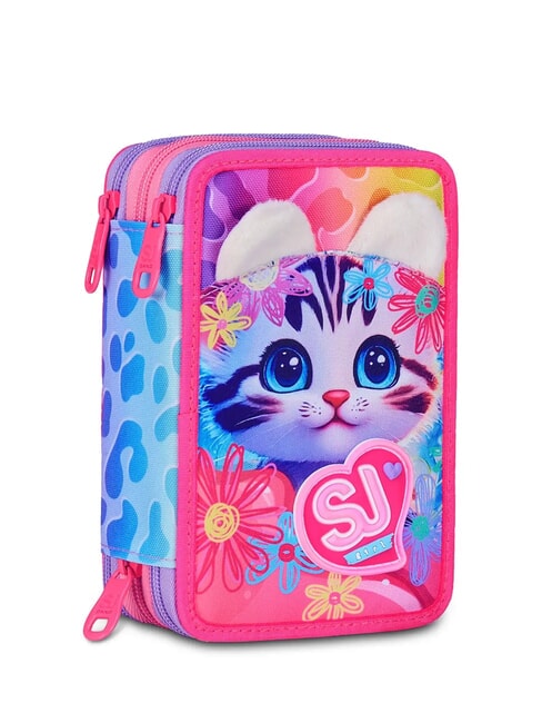CAT&AIR Astuccio a 3 zip con kit scuola CANDY FUXIA - Astucci e Accessori