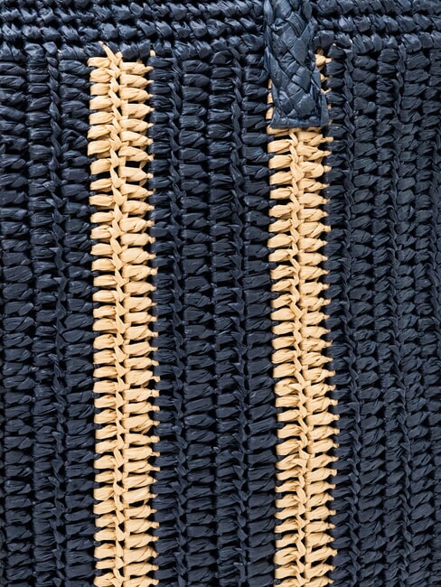 RAFIA Borsa mare in rafia navy blue/bianco panna - Borse Donna