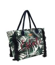 SUN68 FANCY SPONGE ALLOVER Borsa mare a spalla in canvas verde inglese/bianco panna - Borse Donna - 2