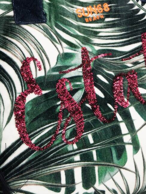 FANCY SPONGE ALLOVER Borsa mare a spalla in canvas verde inglese/bianco panna - Borse Donna