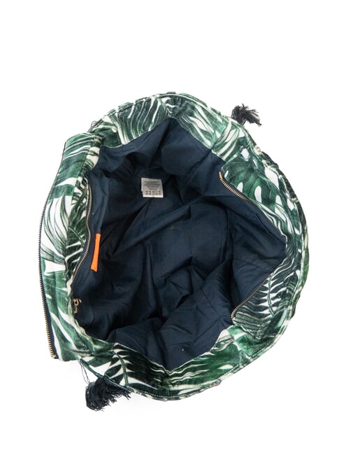 FANCY SPONGE ALLOVER Borsa mare a spalla in canvas verde inglese/bianco panna - Borse Donna