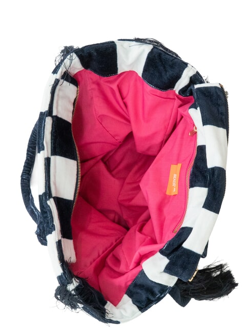 FANCY SPONGE ALLOVER Borsa mare a spalla in canvas navy blue/bianco panna - Borse Donna