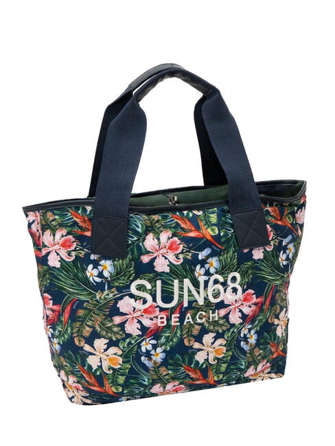 LOGO BEACH Borsa mare in canvas navy blue/fuxia - Borse Donna