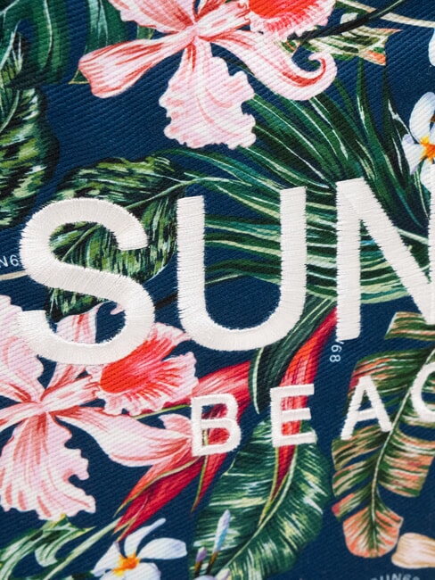 LOGO BEACH Borsa mare in canvas navy blue/fuxia - Borse Donna