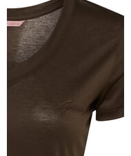GUESS VN SS LIGHT BASIC T-shirt morbida con scollo a V espresso brown - T-shirt e Top Donna - 3