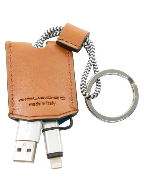 CAMPIONARIO - BAGMOTIC KIT Portafoglio + Portachiavi con USB  in pelle cuoio/blu - Portafogli Uomo