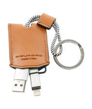 PIQUADRO CAMPIONARIO - BAGMOTIC KIT Portafoglio + Portachiavi con USB  in pelle cuoio/blu - Portafogli Uomo - 6