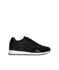 LIUJO MAXI WONDER LOW 02 Sneakers glitter e mesh nero - Scarpe Donna - 3