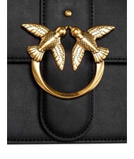 PINKO LOVE ONE CLASSIC Borsa in pelle a tracolla con flap nero-antique gold - Borse Donna - 4