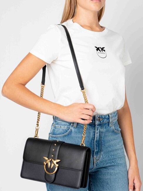 LOVE ONE CLASSIC Borsa in pelle a tracolla con flap nero-antique gold - Borse Donna