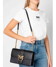 PINKO LOVE ONE CLASSIC Borsa in pelle a tracolla con flap nero-antique gold - Borse Donna - 8