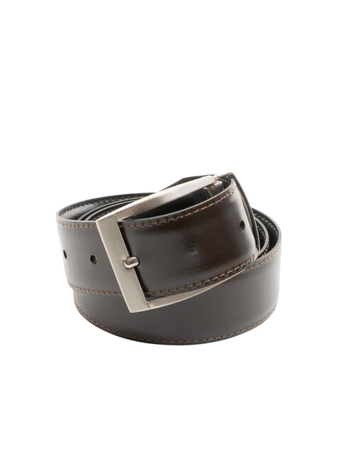 CASUAL Cintura doubleface in pelle smooth black/smooth dark brown - Cinture