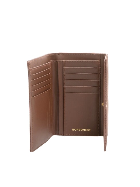 CLASSICA MEDIUM Portafoglio in tessuto riciclato e pelle noisette - Portafogli Donna