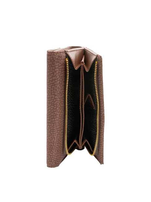 CLASSICA MEDIUM Portafoglio in tessuto riciclato e pelle noisette - Portafogli Donna