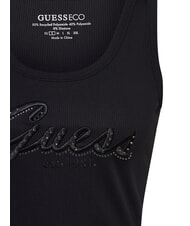 GUESS RAISSA LOGO Canotta con logo in strass jetbla - T-shirt e Top Donna - 3