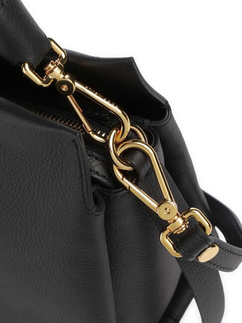 BOHEME GRANA DOUBLE Borsa in pelle martellata con tracolla noir/cognac - Borse Donna