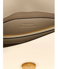 PINKO LOVE ONE CLASSIC Borsa mini in pelle a tracolla bianco seta-antique gold - Borse Donna - 3