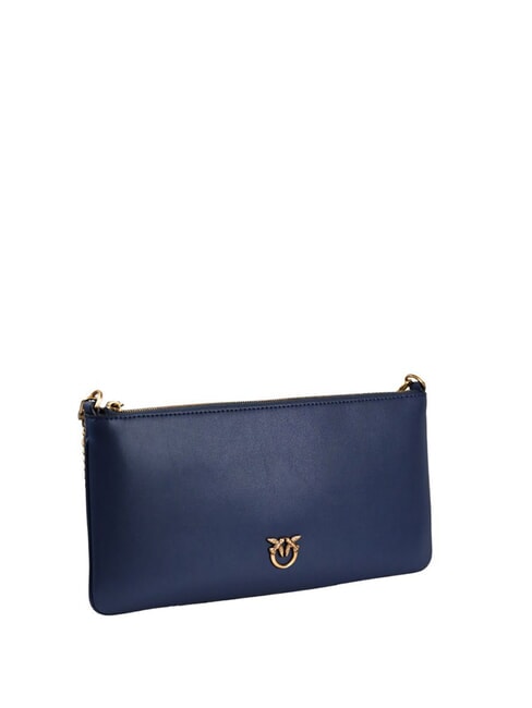 HORIZONTAL FLAT  Borsa a spalla, in pelle blu indaco ombroso-antique gol - Borse Donna