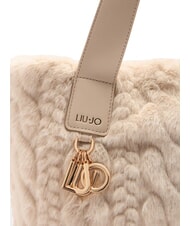 LIUJO VERRY Borsa hobo grande peluche NEUTRO - Borse Donna - 4