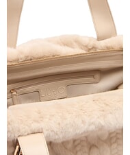 LIUJO VERRY Borsa hobo grande peluche NEUTRO - Borse Donna - 6
