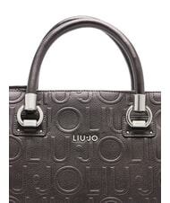 LIUJO MANHATTAN Borsa satchel media con logo antracite met. - Borse Donna - 4