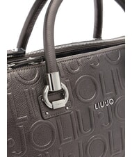 LIUJO MANHATTAN Borsa satchel media con logo antracite met. - Borse Donna - 5
