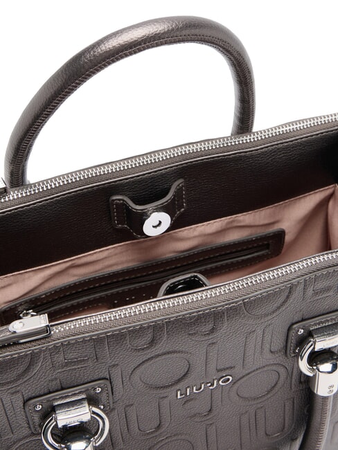 MANHATTAN Borsa satchel media con logo antracite met. - Borse Donna