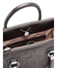 LIUJO MANHATTAN Borsa satchel media con logo antracite met. - Borse Donna - 6