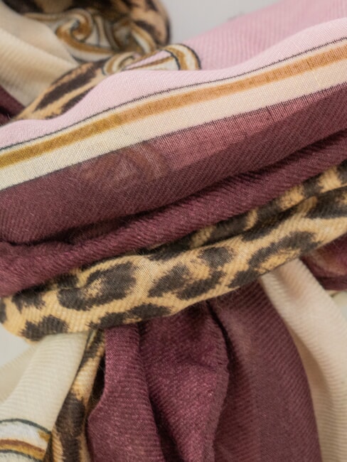ANIMALIER CHAIN Foulard con stampa all over red aubergine - Sciarpe