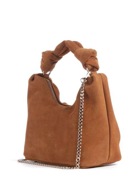 ISOTTA Borsa in pelle suede con catena COGNAC - Borse Donna
