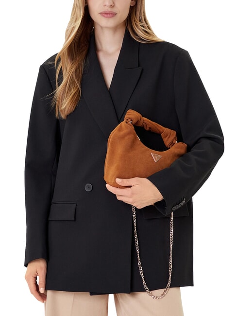 ISOTTA Borsa in pelle suede con catena COGNAC - Borse Donna