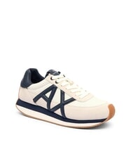 ARMANI EXCHANGE ROYALE SUEDE AIR MESH Sneakers in pelle AX logo off white+navy - Scarpe Uomo - 2