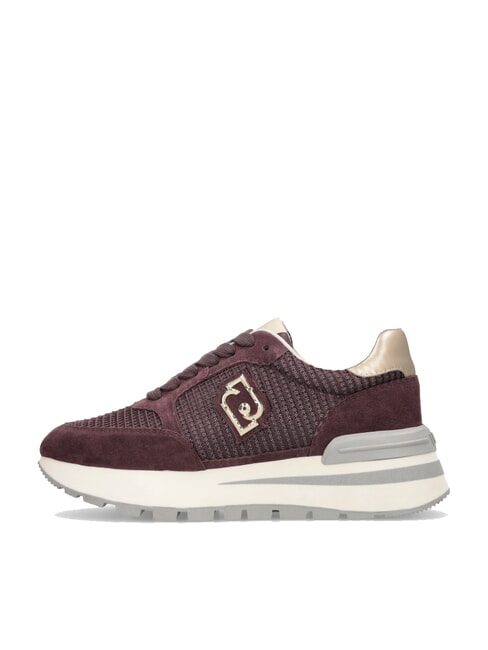 AMAZING 25 Sneakers in suede e mesh cremisi/light gold - Scarpe Donna