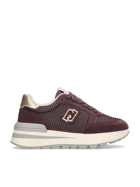AMAZING 25 Sneakers in suede e mesh cremisi/light gold - Scarpe Donna