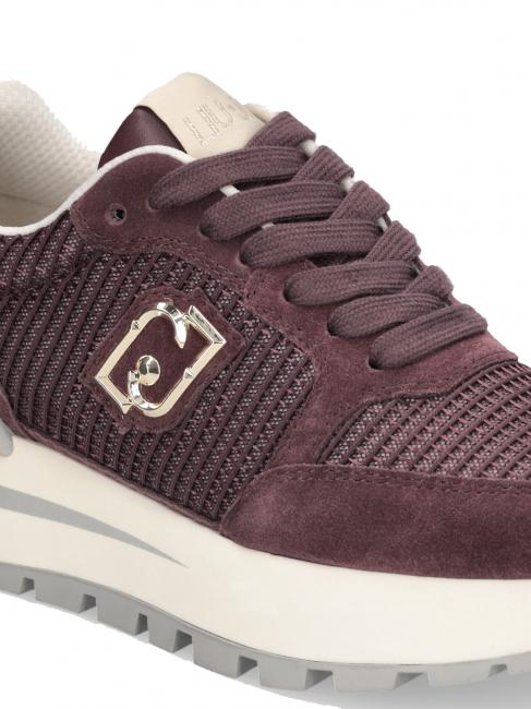 AMAZING 25 Sneakers in suede e mesh cremisi/light gold - Scarpe Donna