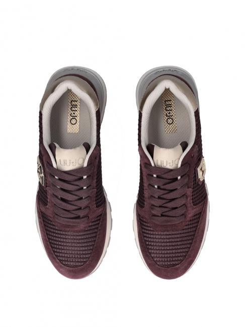 AMAZING 25 Sneakers in suede e mesh cremisi/light gold - Scarpe Donna