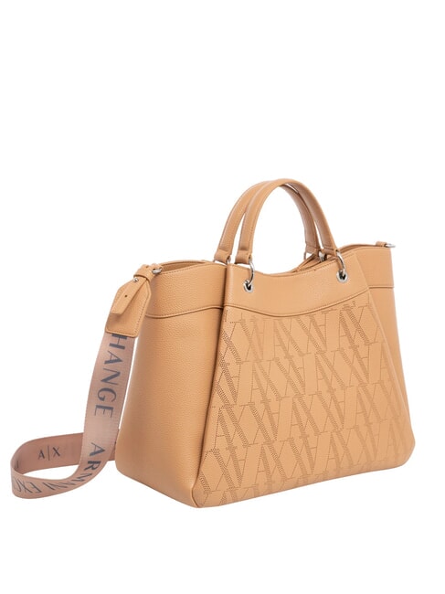 WAVE Borsa a mano grande traforata camel rose - Borse Donna