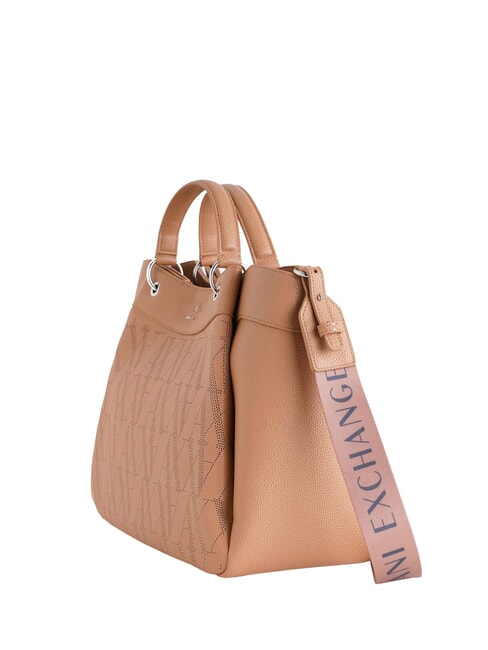 WAVE Borsa a mano grande traforata camel rose - Borse Donna