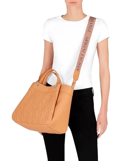 WAVE Borsa a mano grande traforata camel rose - Borse Donna