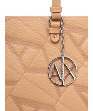 ARMANI EXCHANGE GYNGER Borsa a spalla stampa logo all over camel rose/camel rose - Borse Donna - 3