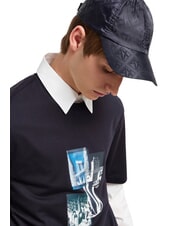 ARMANI EXCHANGE BASEBALL HAT Cappellino in tessuto satinato deep navy - Cappelli - 3