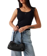 GUESS ROSALBA Borsa a spalla stampa saffiano NERO - Borse Donna - 5