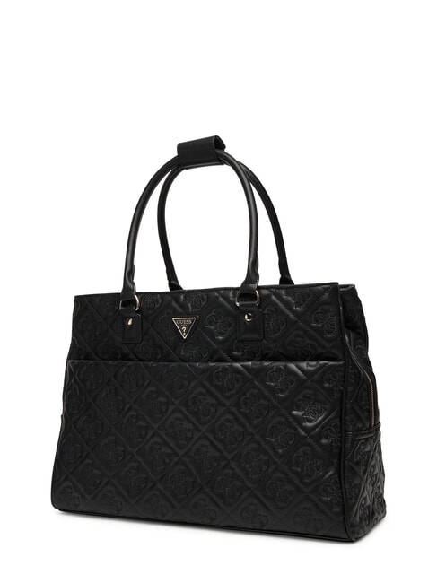 ADELASIA Borsa shopping logo ricamato NERO - Borse Donna