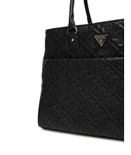 GUESS ADELASIA Borsa shopping logo ricamato NERO - Borse Donna - 3