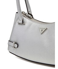 GUESS ROSALBA Borsa a spalla stampa saffiano SILVER - Borse Donna - 3