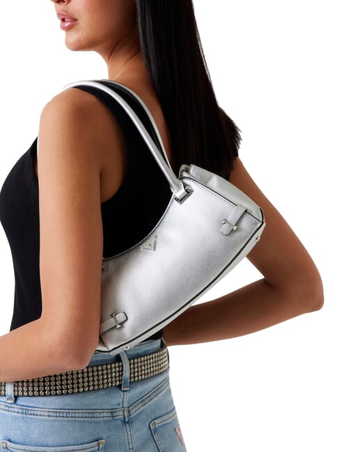 ROSALBA Borsa a spalla stampa saffiano SILVER - Borse Donna