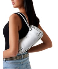 GUESS ROSALBA Borsa a spalla stampa saffiano SILVER - Borse Donna - 5