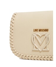 LOVE MOSCHINO BRAIDED Borsa a tracolla con flap avorio - Borse Donna - 4