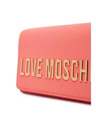 LOVE MOSCHINO BOLD LOGO Borsa con flap e tracolla catena corallo - Borse Donna - 3